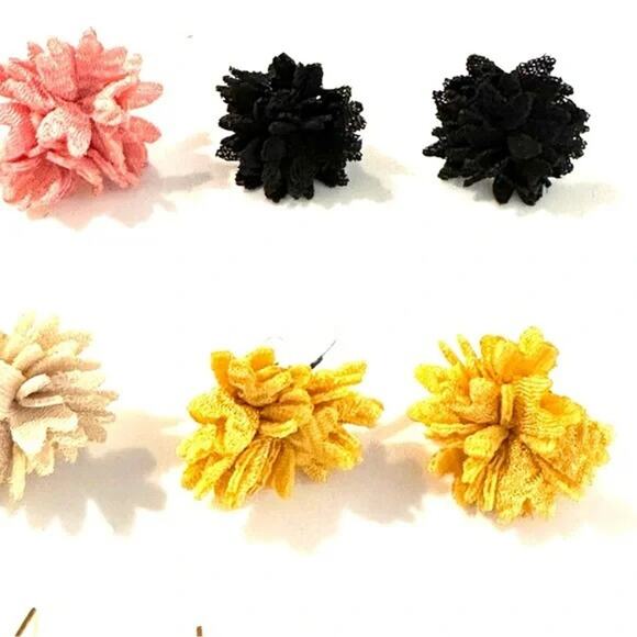 Felt Flower Stud Earrings Lot of 5 Pair - Picture 4 of 5